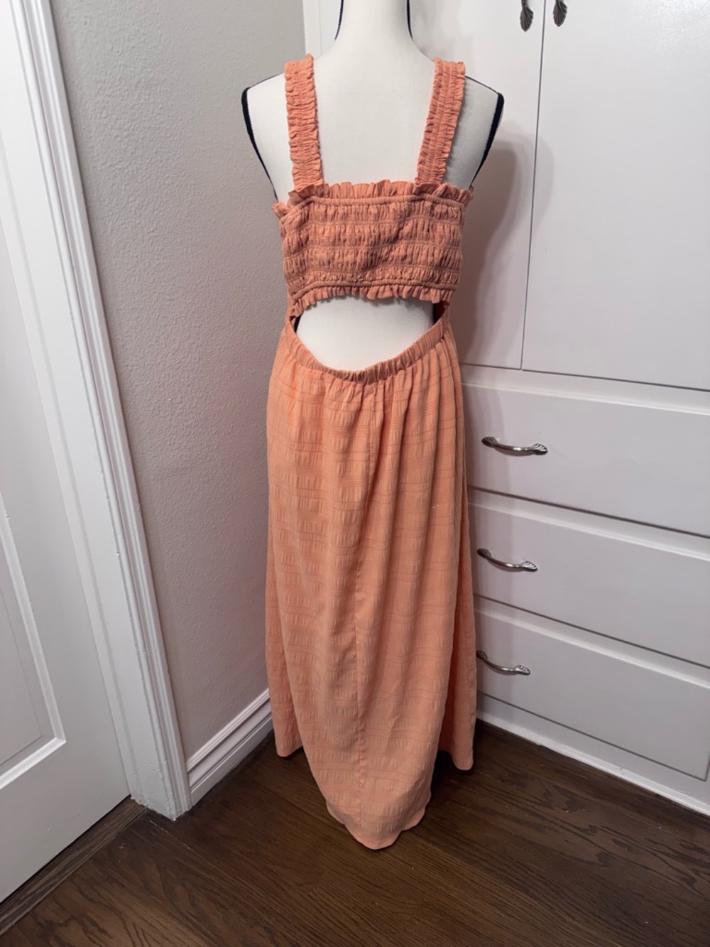 Peach Smocked Maxi Dress - Picture 2 of 5
